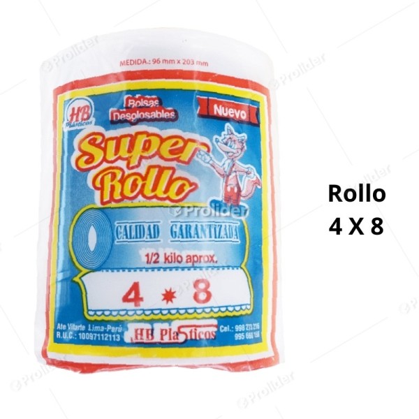 Bolsas Plásticas Transparentes en Rollo / 4 x 8 / 100 unidades