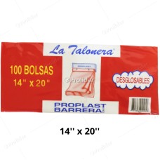 Bolsas Plásticas Blancas Talonera / 14 x 20 / 100 unidades