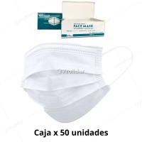 Mascarillas Descartables 3 Pliegues Facemask Caja x 50 unidades Blanco