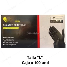 Guantes de Nitrilo Hid Med Negro Talla L Caja x 100 unidades