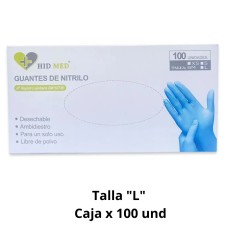 Guantes de Nitrilo Hid Med Celeste Talla L Caja x 100 unidades