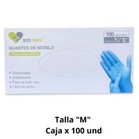 Guantes de Nitrilo Hid Med Celeste Talla M Caja x 100 unidades