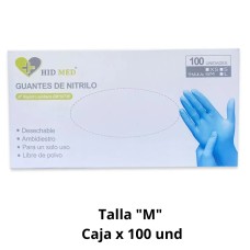 Guantes de Nitrilo Hid Med Celeste Talla M Caja x 100 unidades