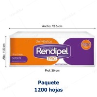 Paquete Servilletas Blancas Rendipel Cortadas x 1200 unidades