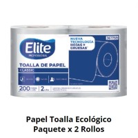 Papel Toalla Jumbo Elite Ecologico Classic 200 Metros Paquete x 2 Rollos