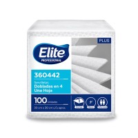 Paquete Servilletas Blancas Elite Dobladas en 4 x 100 unidades (30 x 30 cm)